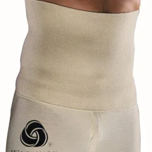 Compression waist supporter for men, beige, abdominal and lower back support, breathable elastic fabric, high-quality wellness product from Turkey.