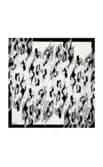 Leopard print abstract art in monochrome black and white. Modern animal pattern artwork with bold, irregular spots, perfect for contemporary interior decor and stylish wall accents.
