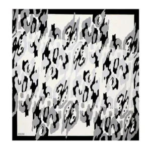 Leopard print abstract art in monochrome black and white. Modern animal pattern artwork with bold, irregular spots, perfect for contemporary interior decor and stylish wall accents.