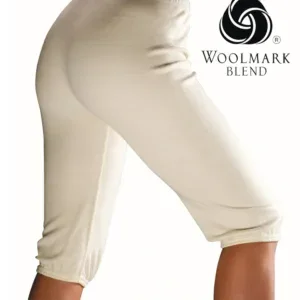 Woolmark blend beige knee-length sweatpants, comfortable casual loungewear for women or men, lightweight soft fabric, perfect for relaxing or nighttime wear, from Shop of Turkey.