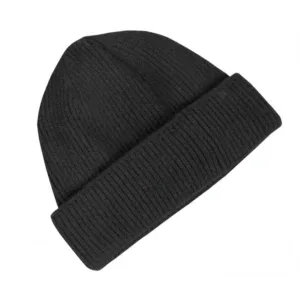 Beanie hat for cold weather, black knitted winter cap, warm and cozy headwear, perfect for outdoor activities, stylish accessory for men and women, made from high-quality yarn.