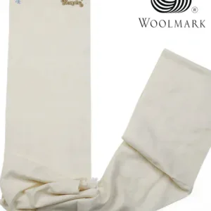 Soft white wool blanket in a Woolmark certified packaging, showcasing high-quality Turkish craftsmanship. Ideal for cozy home decor or gifting, with fast shipping from Turkey.