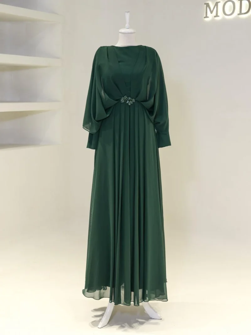 Cape Style Modest Evening Dress
