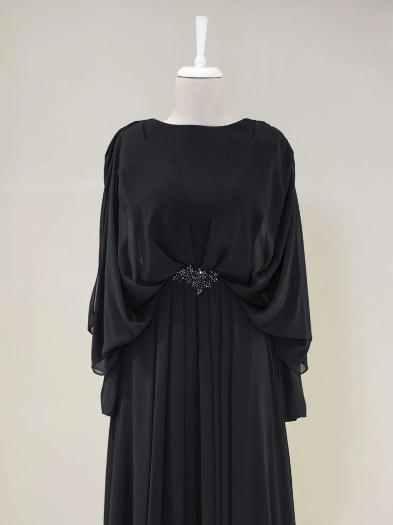 Cape Style Modest Evening Dress