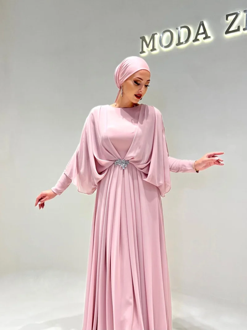 Cape Style Modest Evening Dress