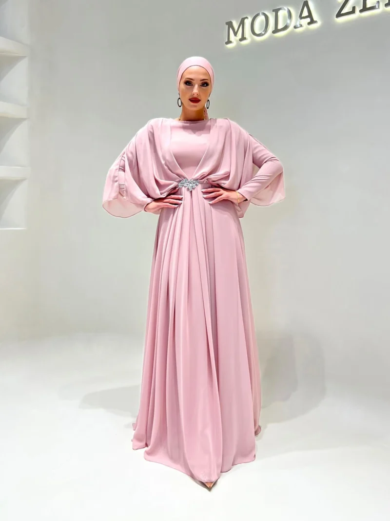Cape Style Modest Evening Dress