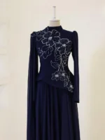 Coral Modest Evening Dress