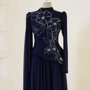 Coral Modest Evening Dress