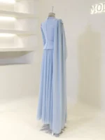 Coral Modest Evening Dress