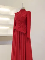 Coral Modest Evening Dress