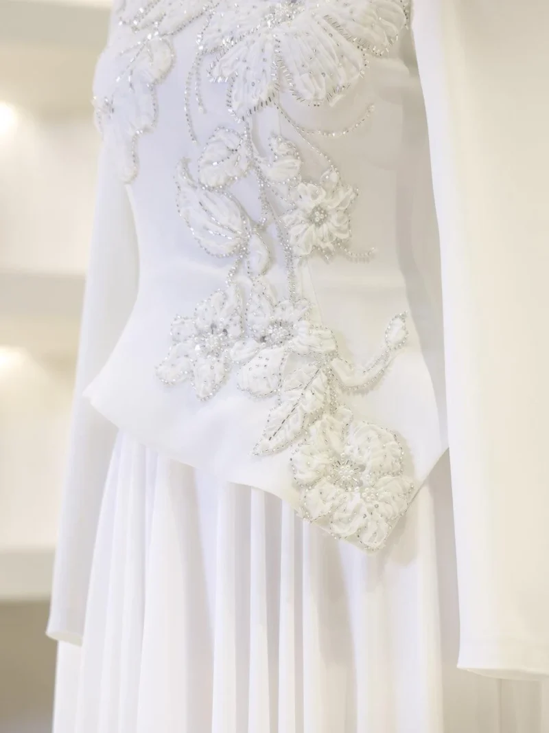 Coral Modest Evening Dress