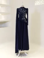 Coral Modest Evening Dress