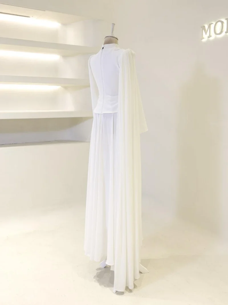 Coral Modest Evening Dress