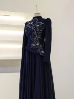 Coral Modest Evening Dress