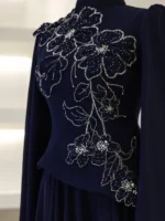 Coral Modest Evening Dress