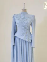 Coral Modest Evening Dress