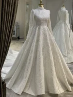 Couture Chrome Modest Wedding Dress