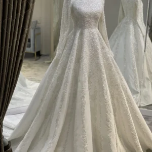 Couture Chrome Modest Wedding Dress