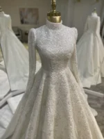 Couture Chrome Modest Wedding Dress