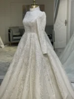 Couture Chrome Modest Wedding Dress