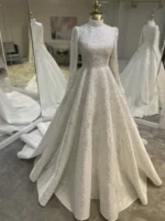 Couture Chrome Modest Wedding Dress