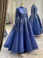 Couture Honeycomb Hijab Evening Dress