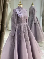 Couture Honeycomb Hijab Evening Dress