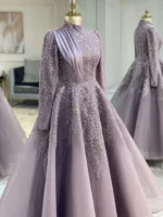 Couture Honeycomb Hijab Evening Dress