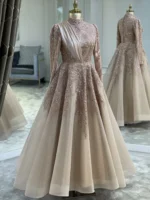 Couture Honeycomb Hijab Evening Dress