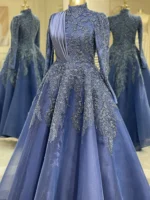 Couture Honeycomb Hijab Evening Dress