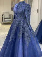 Couture Honeycomb Hijab Evening Dress