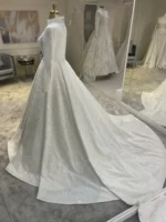 Couture Pearl Embellished Modest Wedding Dress