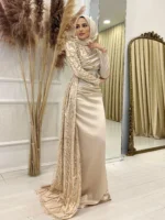 Design Mother-of-Pearl Modest Evening Dress