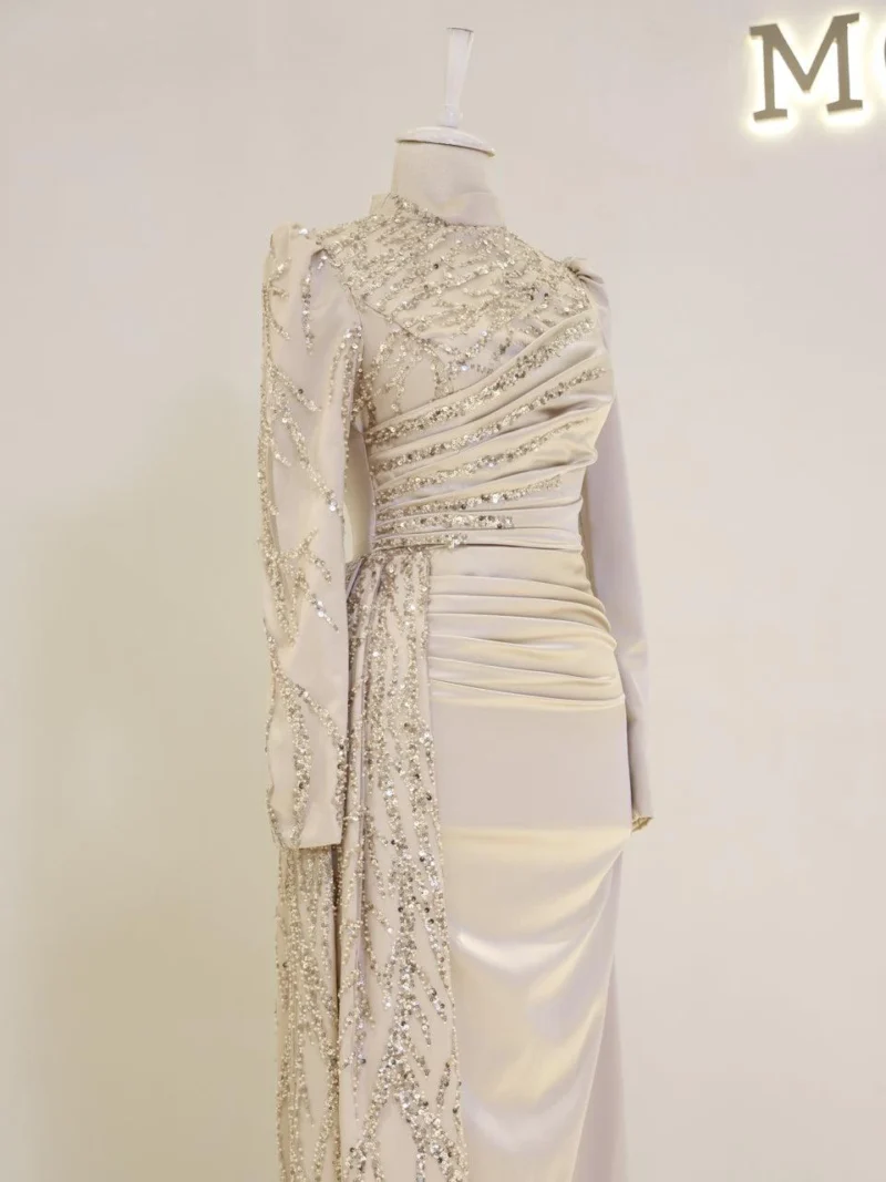 Design Mother-of-Pearl Modest Evening Dress