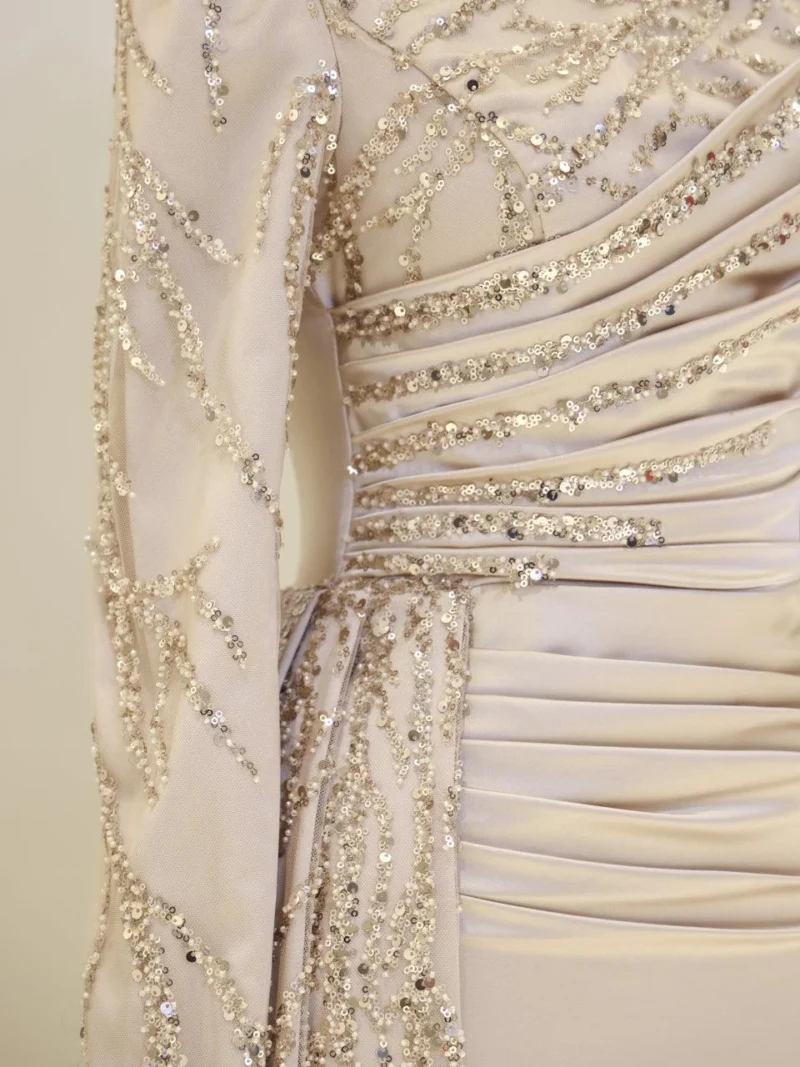 Design Mother-of-Pearl Modest Evening Dress