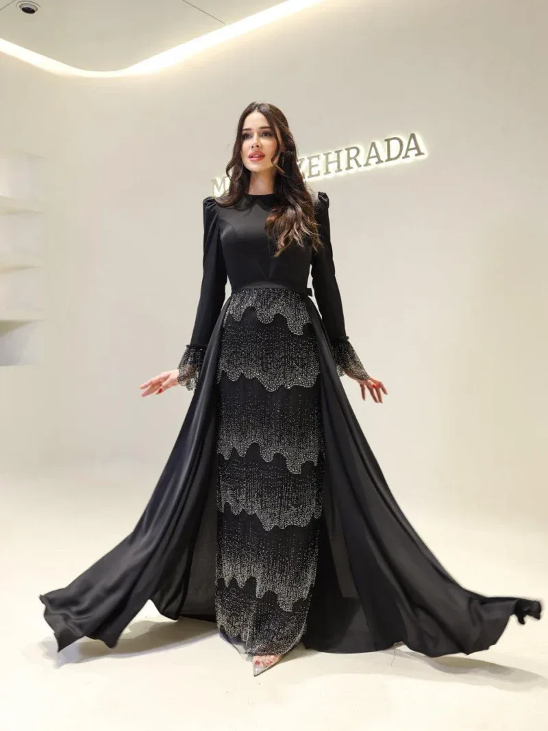 Wave Modest Evening Dress