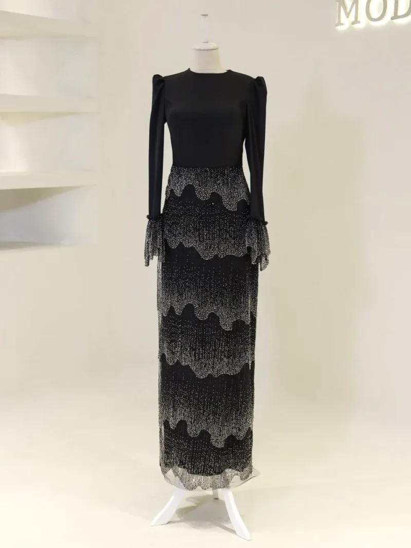 Wave Modest Evening Dress