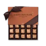 Premium Turkish Harem Chocolate box showcasing fine, handcrafted chocolates in elegant packaging with a satin ribbon. Perfect for gift-giving and indulging in rich, authentic flavors.
