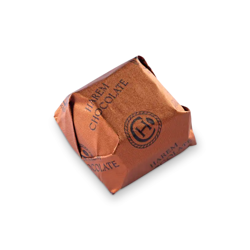 1. individually wrapped Turkish milk chocolate candy in copper foil packaging with Turkish lettering and logo.