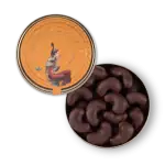 1. Delicious Turkish chocolate candies in a metallic tin on a black background.