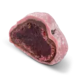 Delicious Turkish delight with pink powder coating and a rich, chewy red fruit filling, perfect for authentic Turkish treats and gifts.