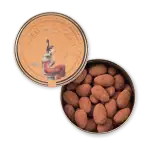 1. Delicious Turkish chocolate covered almonds in a tins with whimsical label, perfect for gifting or snacking.