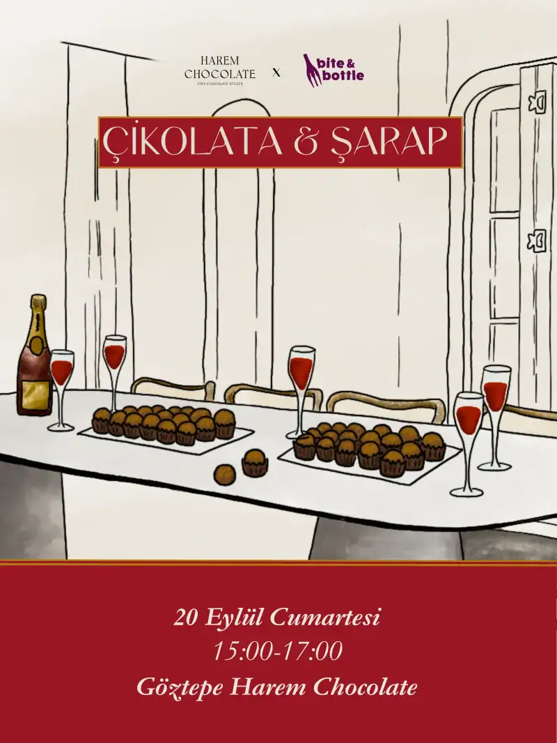 Luxurious Turkish chocolates and desserts displayed on a table with champagne glasses, promoting exquisite treats from Turkey for online shopping and fast delivery.