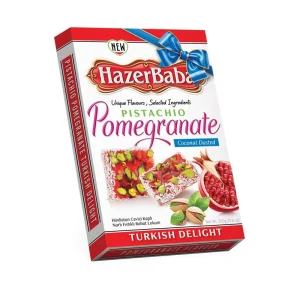 Coconut Covered Pomegranate Pistachio Turkish Delight - HazerBaba
