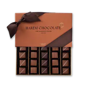 Premium Turkish chocolates box from Harem Chocolate with elegant packaging and variety of flavors, ideal for gifting and indulging in fine Turkish chocolate treats.