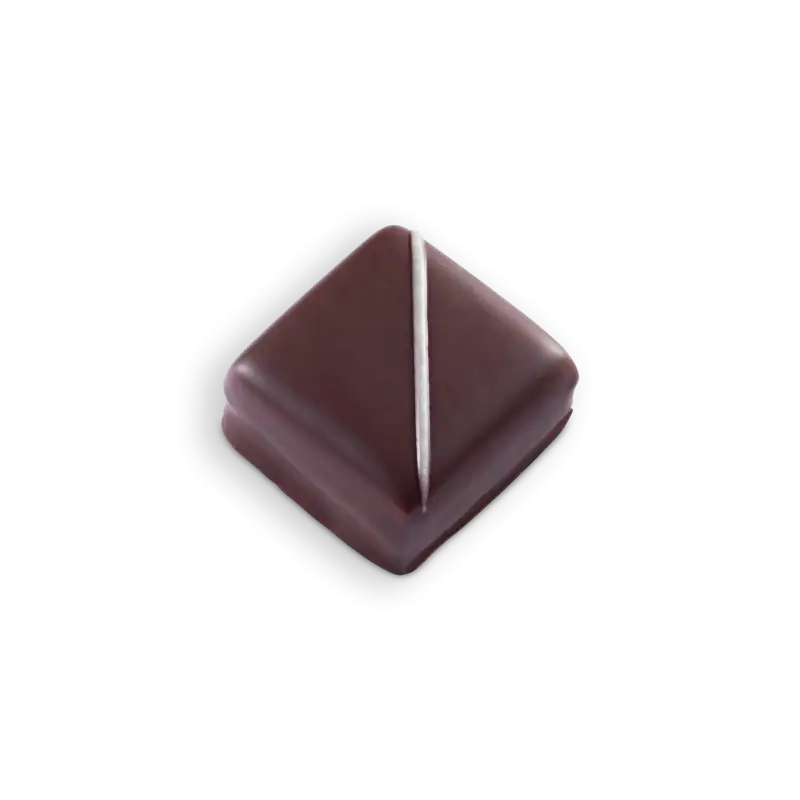 Rich, dark chocolate piece with a glossy surface and a smooth, white center, perfect for a flavorful treat or gift. Ideal for lovers of high-quality Turkish chocolates.
