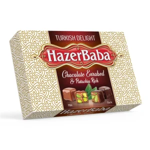 Double Pistachio Turkish Delight Covered with Milk and Dark Chocolate - HazerBaba