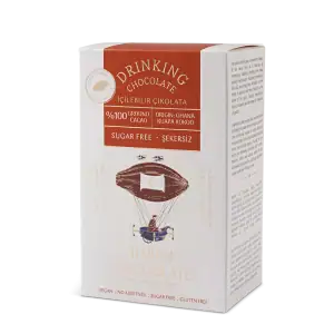 Delicious sugar-free drinking chocolate made from Ghanaian Cacao, origin Kuapa Kokoo, in eco-friendly packaging, perfect for vegan and gluten-free dietary needs.