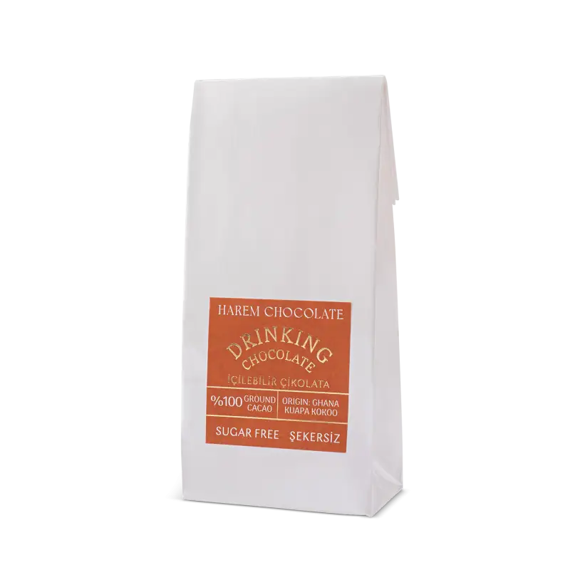1. Premium Turkish drinking chocolate in a white package with local origin from Ghana, sugar-free, and 100% ground cacao for rich, smooth beverages.