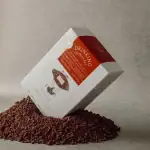 Rich dark chocolate box on a bed of cocoa nibs, highlighting Turkish-origin chocolate with natural ingredients and fast shipping from Turkey. Perfect for chocolate lovers and gifting occasions.